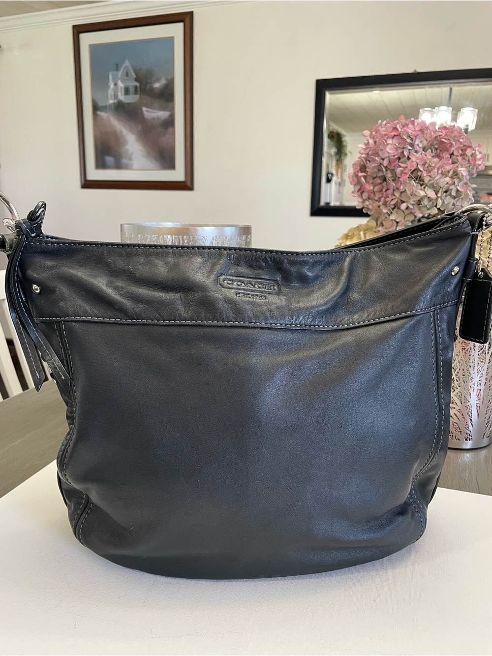 Vtg Coach Black Leather Shoulder Bag - Classic Everyday